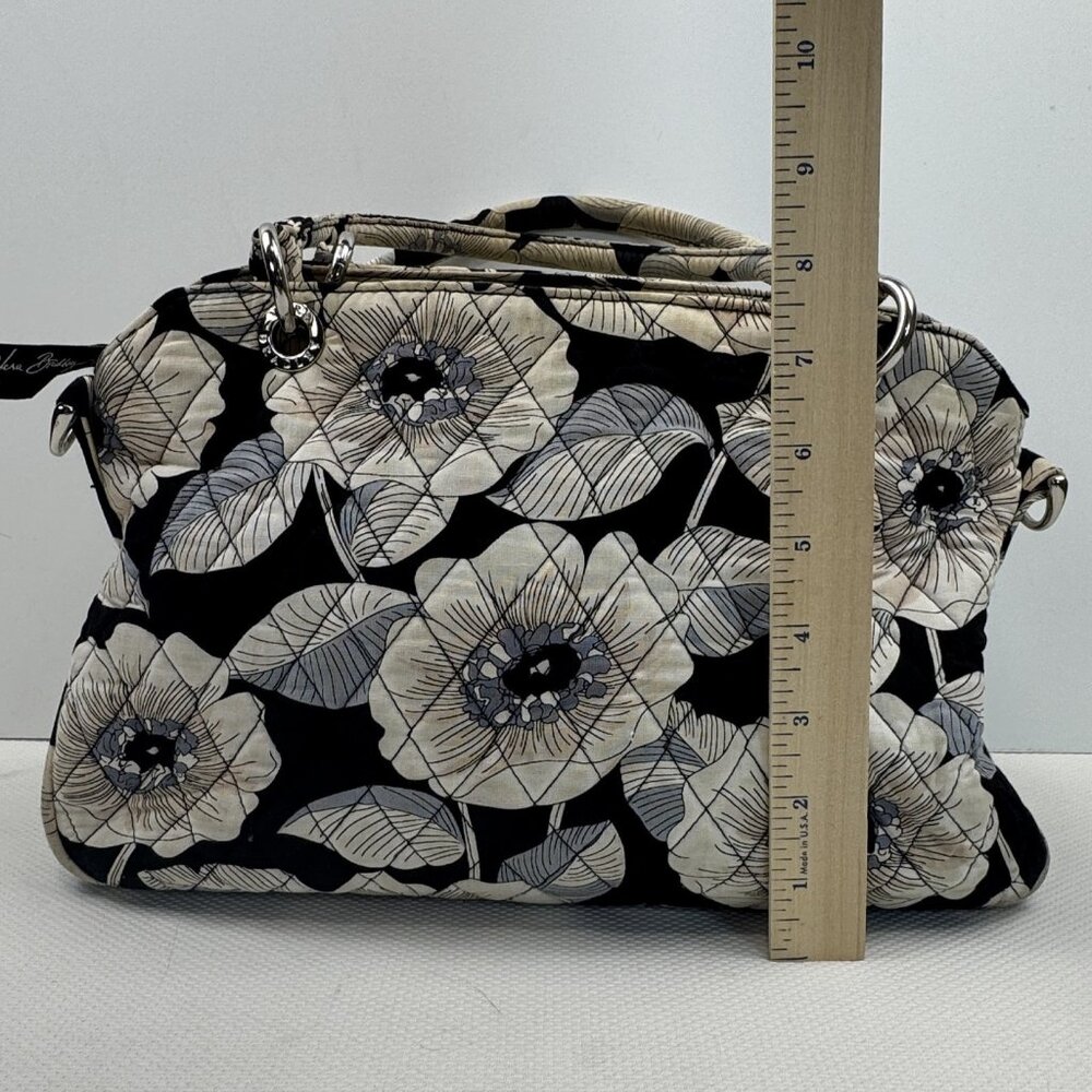 Vera Bradley Womens Black White Camellia Floral Quilted Purse Shoulder Bag - Picture 12 of 16